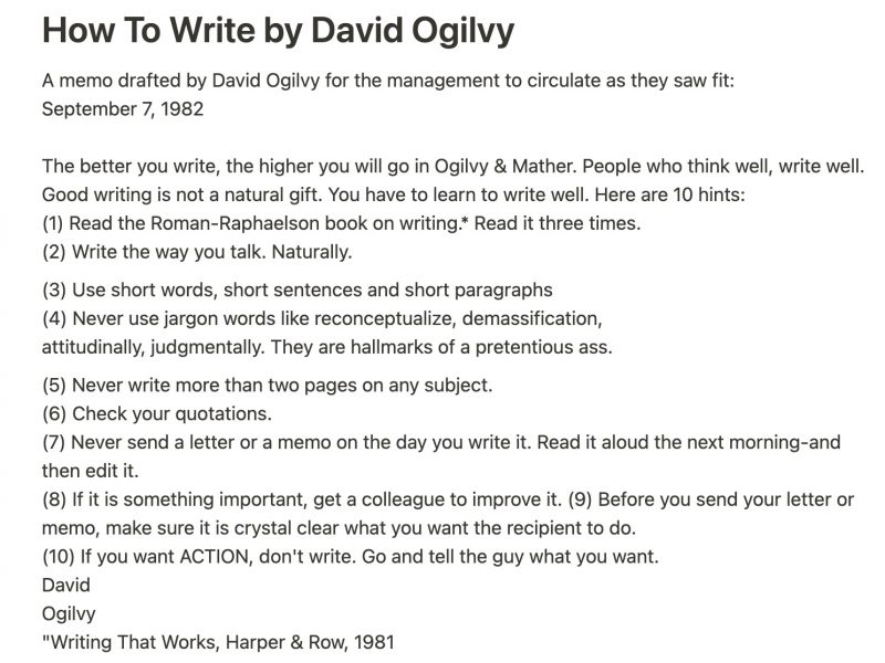 How to Write by David Ogilvy